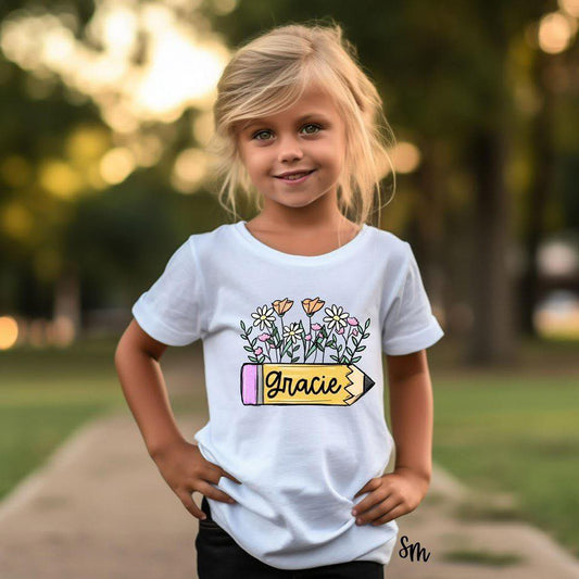 Flowers and Pencil with name