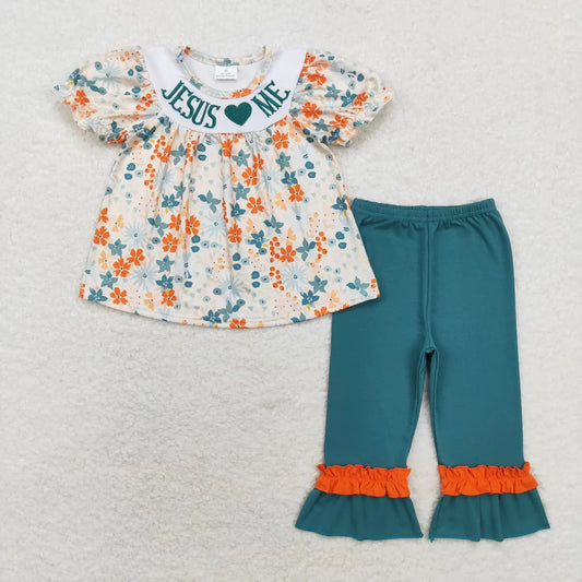 Jesus Loves Me Embroidered Pant Set