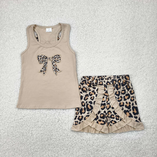 Leopard Bow 2pc Set with Leopard Shorts
