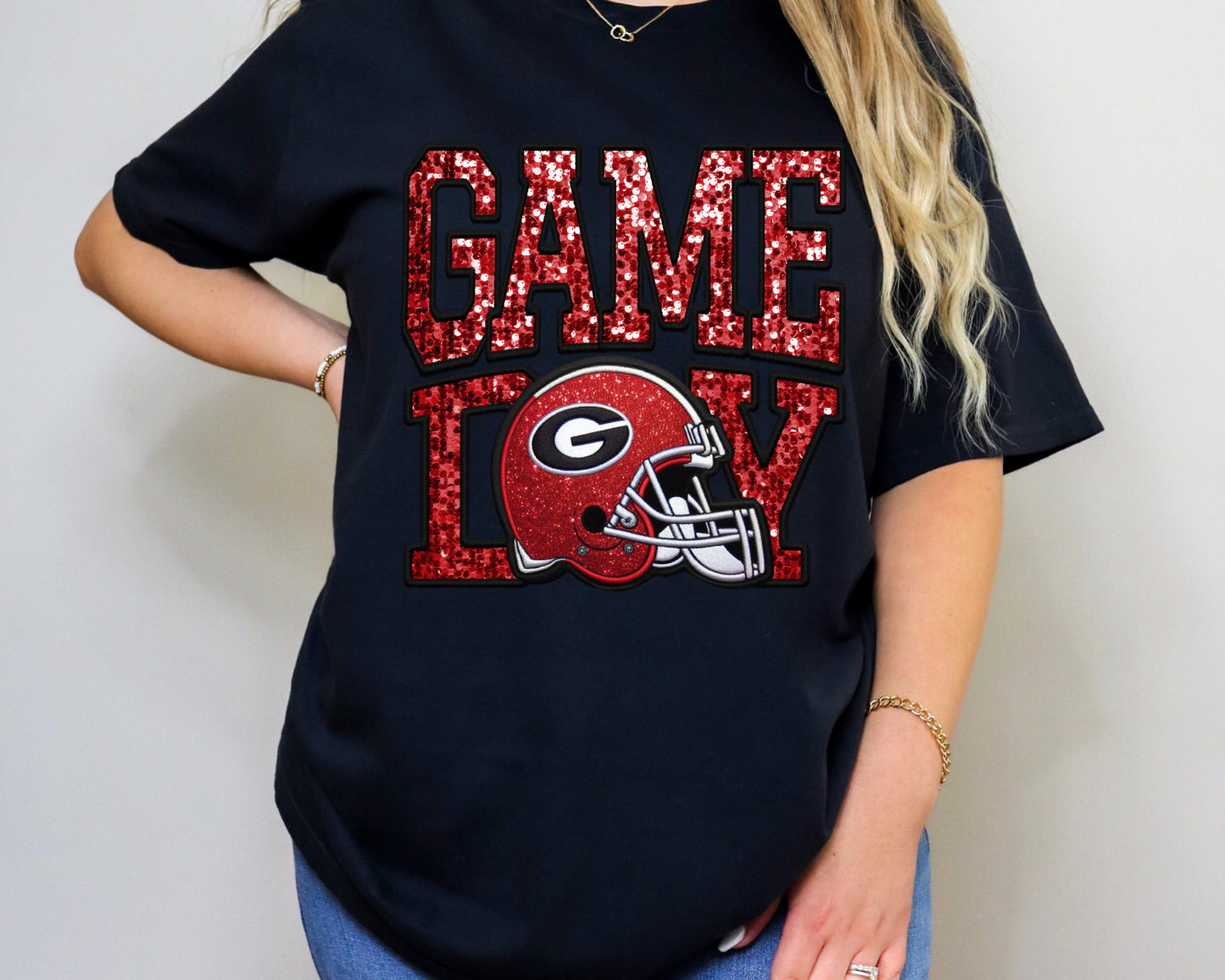 Game Day Faux Sparkle UGA
