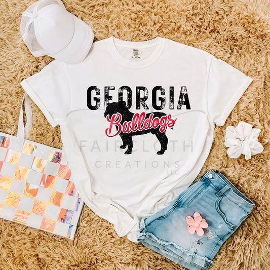 Georgia Bulldogs with Black UGA Outline