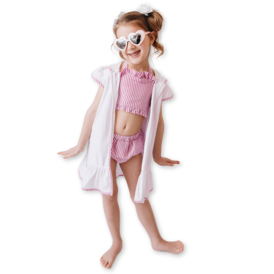 Seersucker Embroidered Bathing Suits and Coverups