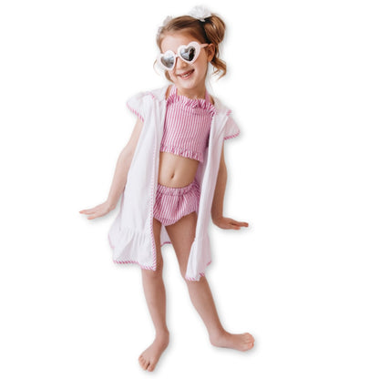 Seersucker Embroidered Bathing Suits and Coverups