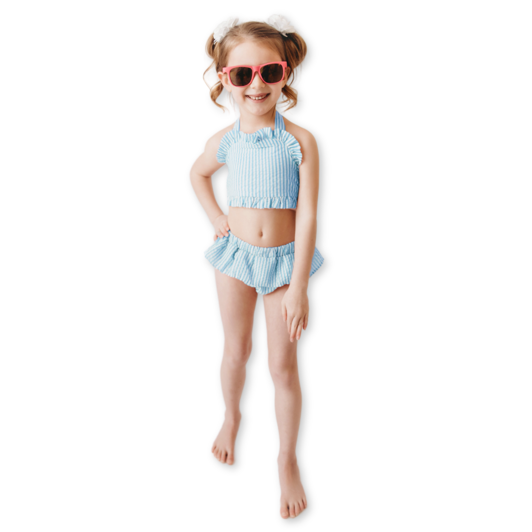 Seersucker Embroidered Bathing Suits and Coverups