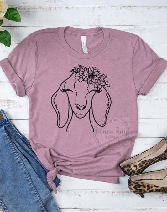 Goat with Flowers on Head