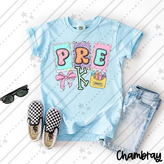 Grade with Pink Ribbon and Crayons (Pre-K to 5th)