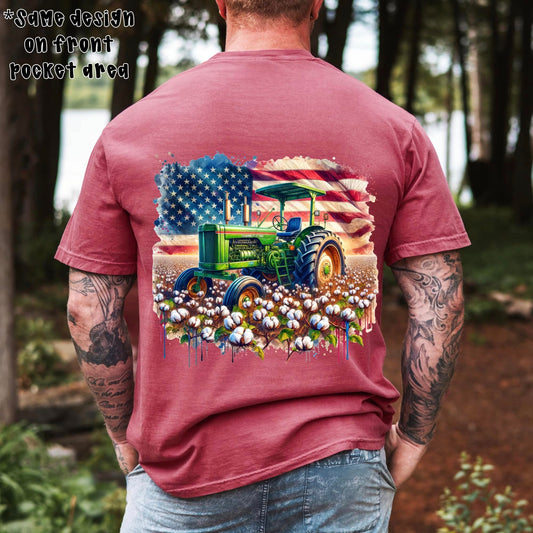 Green Tractor American Flag