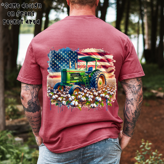 Green Tractor with Flag
