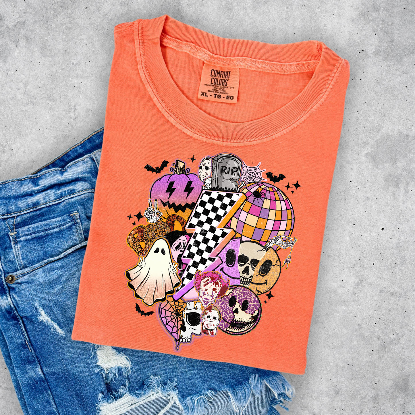 Halloween Collage Checkered Bolt