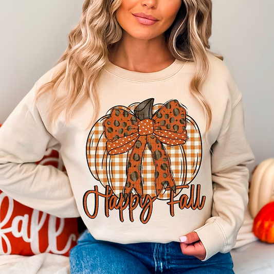 Happy Fall Plaid Pumpkin