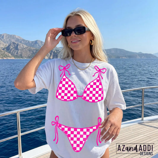 Hot Pink Checkered Bikini