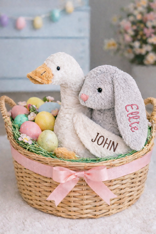 PREORDER-Embroidered Easter Bunny and Goose
