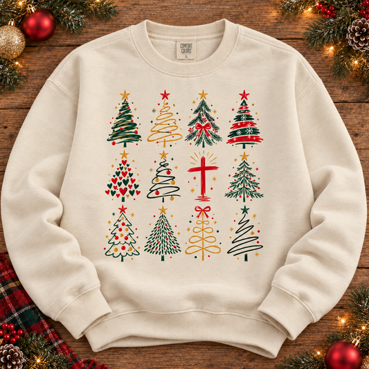 Bundle of Christmas Trees with Cross