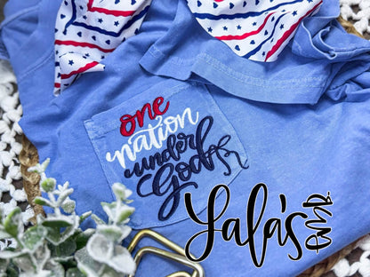 One Nation Under God Embroidered Pocket