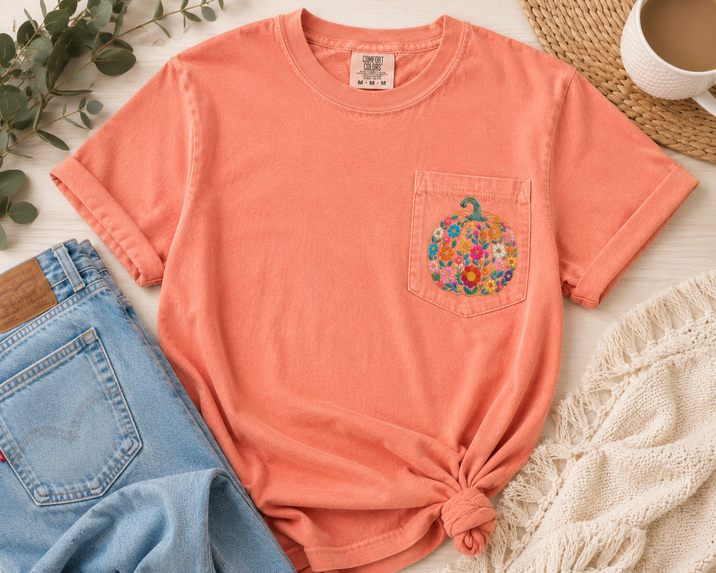 Floral Embroidered Pumpkin