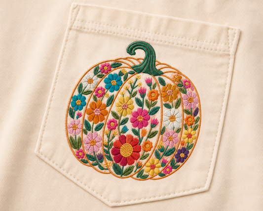 Floral Embroidered Pumpkin