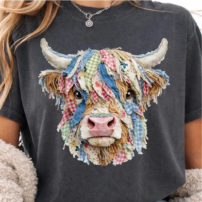 Faux Patchwork Shaggy Cow