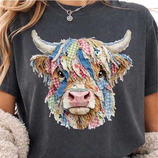 Faux Patchwork Shaggy Cow