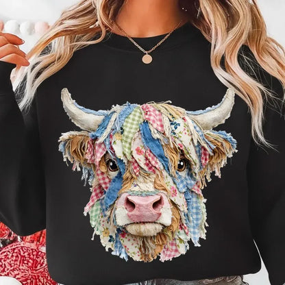 Faux Patchwork Shaggy Cow