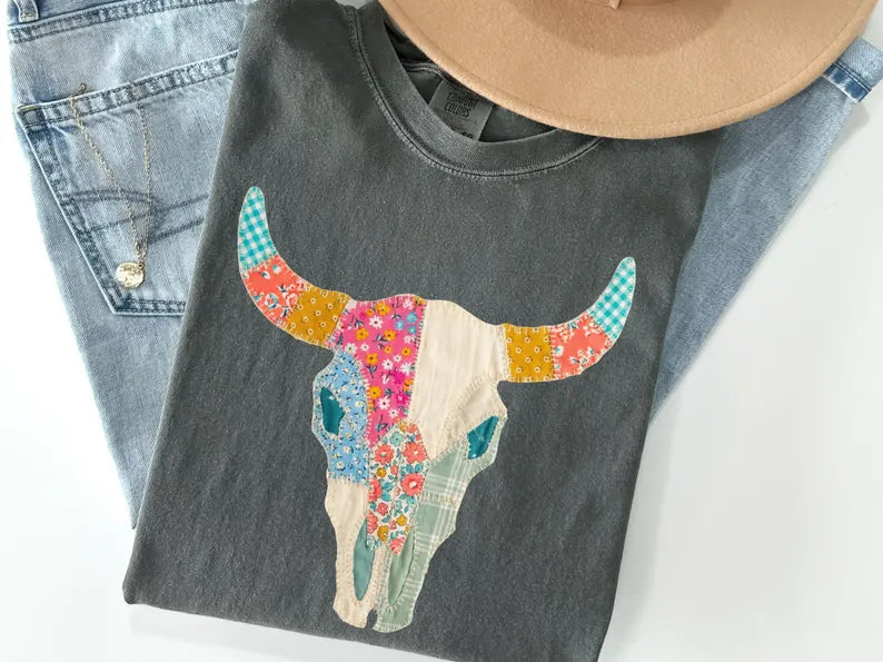 Faux Patchwork Deerskull