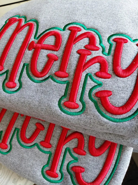 Merry — Christmas Puff Embroidery