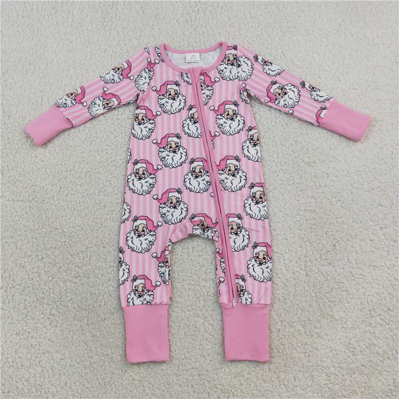Pink Striped Santa Baby Romper