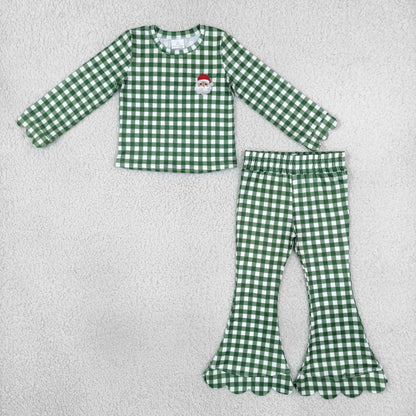 Embroidered Holiday Gingham Pants Sets