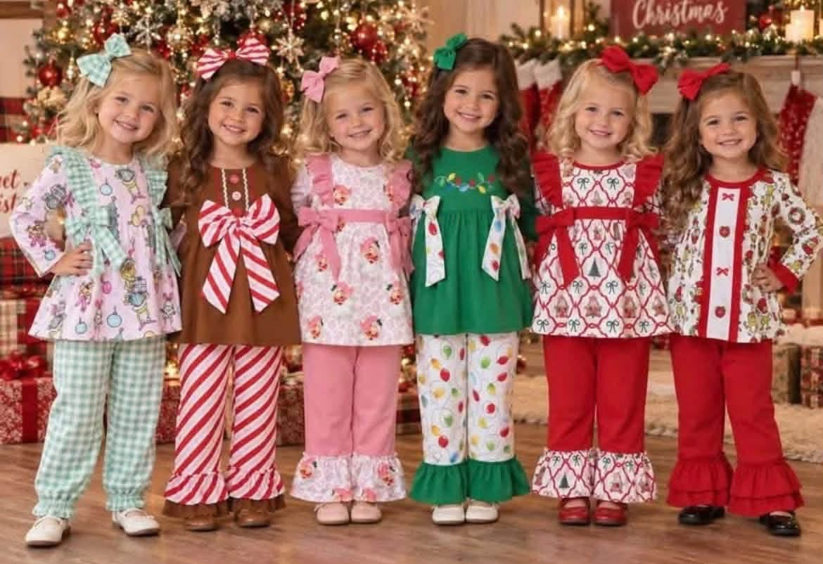 Christmas Bow Boutique Pants Sets