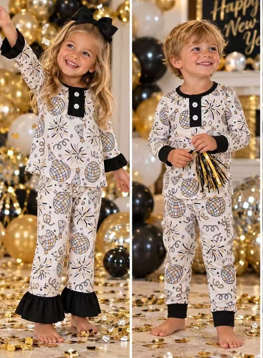 New Year Disco Ball Sibling Pants Sets