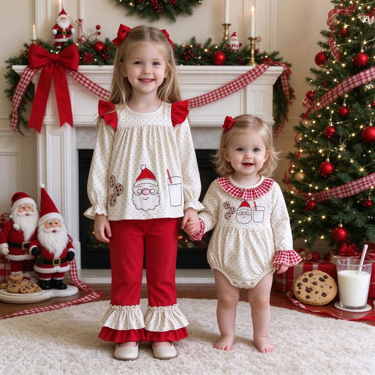 Cream Milk & Cookies Christmas Sibling Outfits