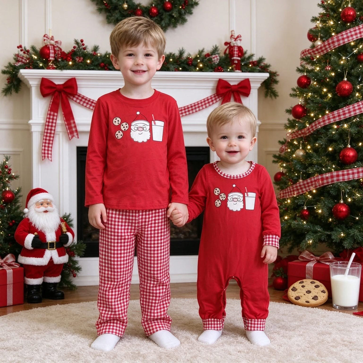 Red Milk & Cookies Christmas Boys Set & Romper