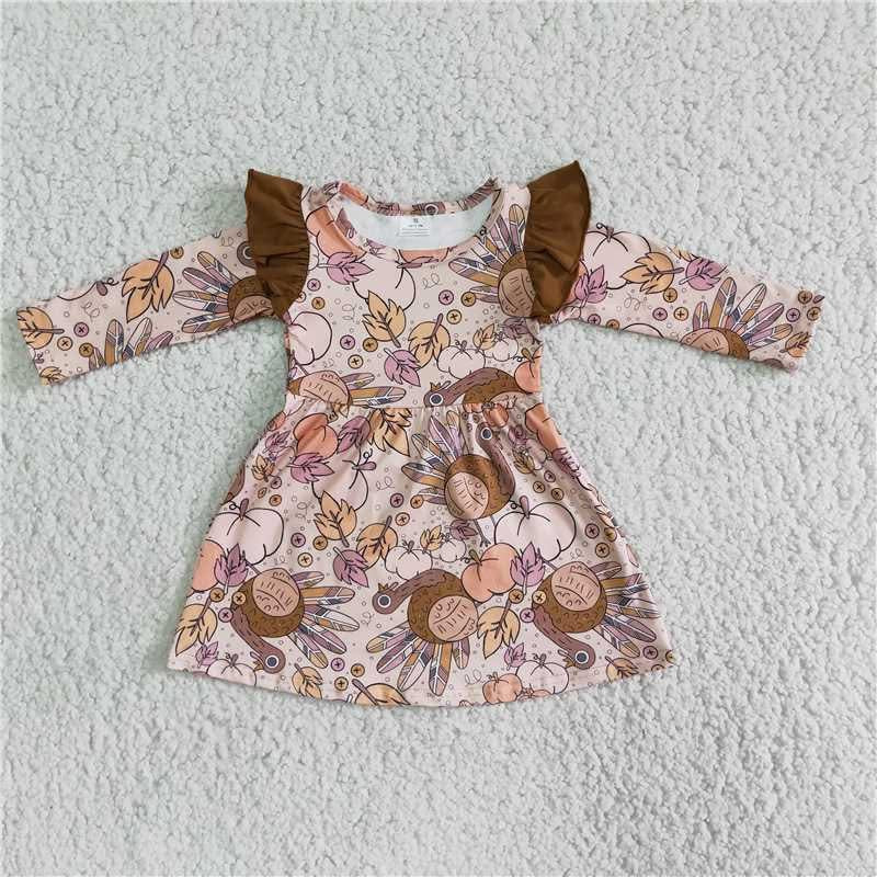 Pink Turkey Flutter Sleeve Dress
