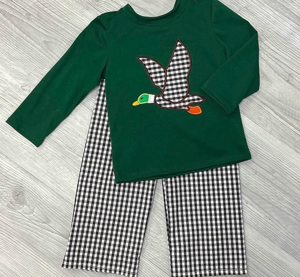 Green Mallard Black Gingham Pants Set