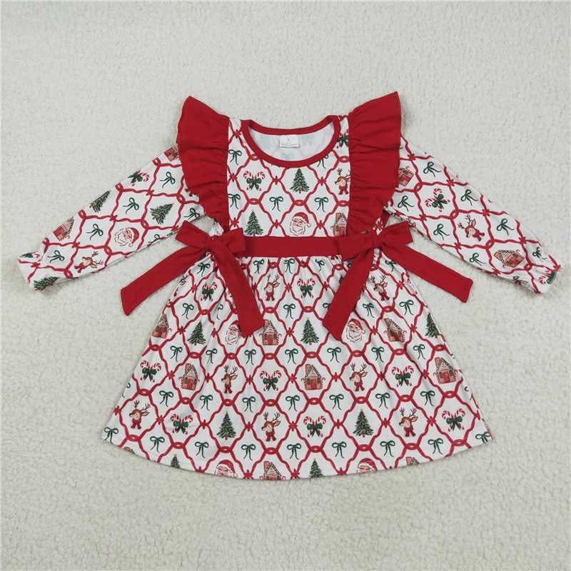 Classic Christmas Red Bow Dress