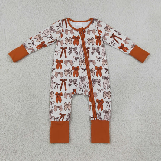 Autumn Bows Zip Baby Romper