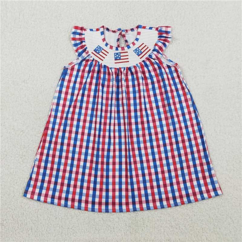 Trio American Flag Blue and Red Checkered Dress