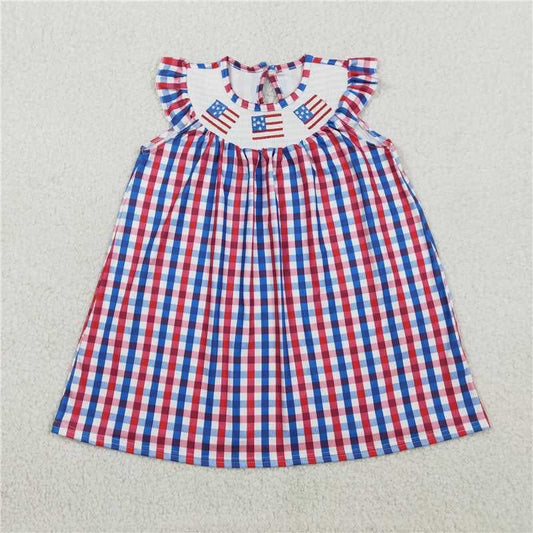 Trio American Flag Blue and Red Checkered Dress