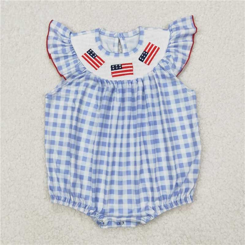 American Flag Trip Smock Blue Gingham Bubble