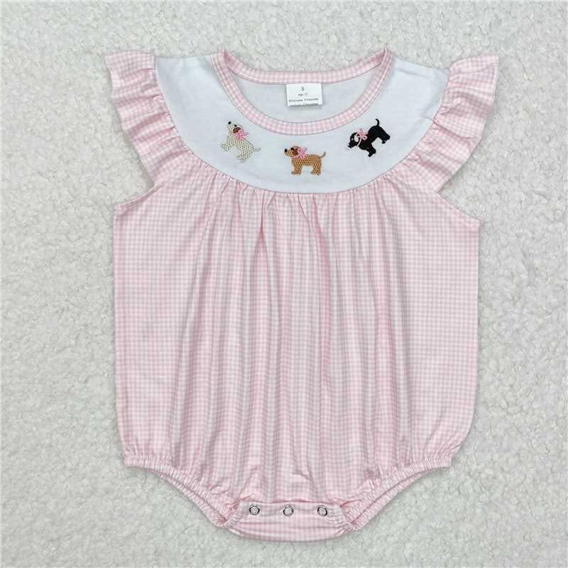 Light Pink Checkered Trio Dogs with Bows Bubble