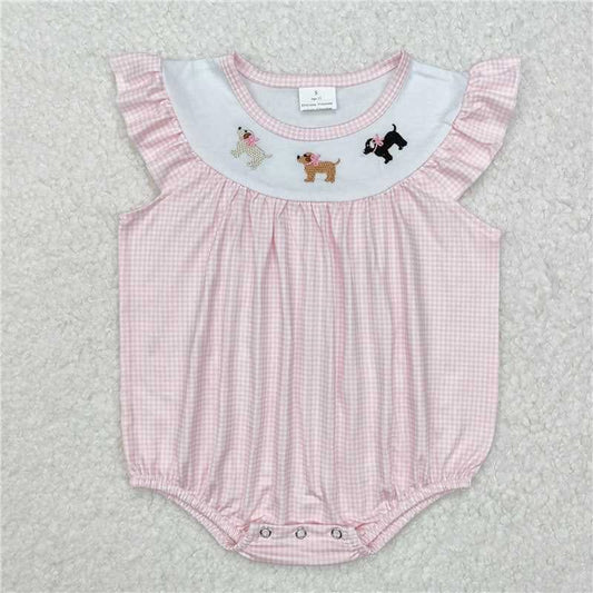 Light Pink Checkered Trio Dogs with Bows Bubble