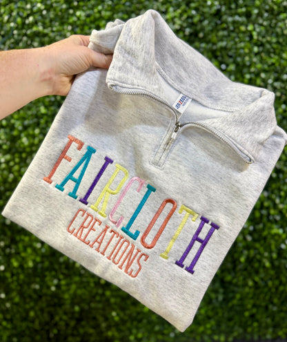 Personalized Business Name Embroidered Quarter Zip