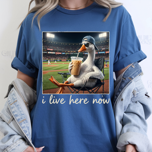 I Live Here Now Goose with Coffee