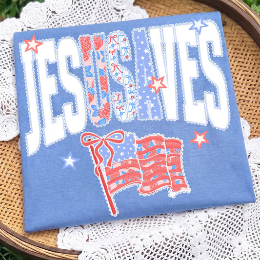 Jesus Saves with Flag