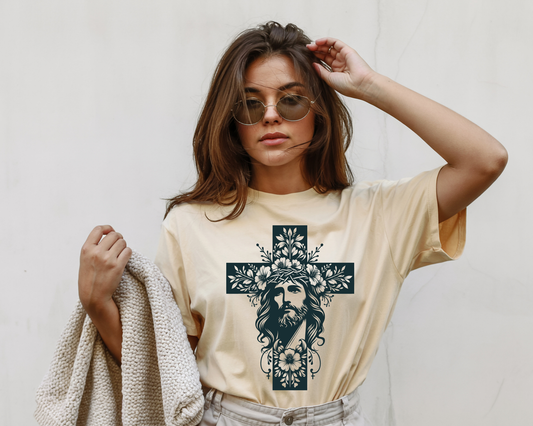 Jesus on Floral Cross