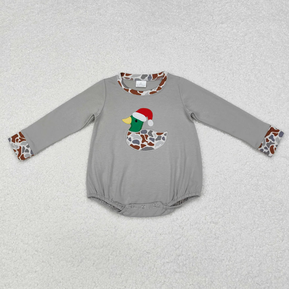 Duck with Santa Hat Long Sleeve Bubble