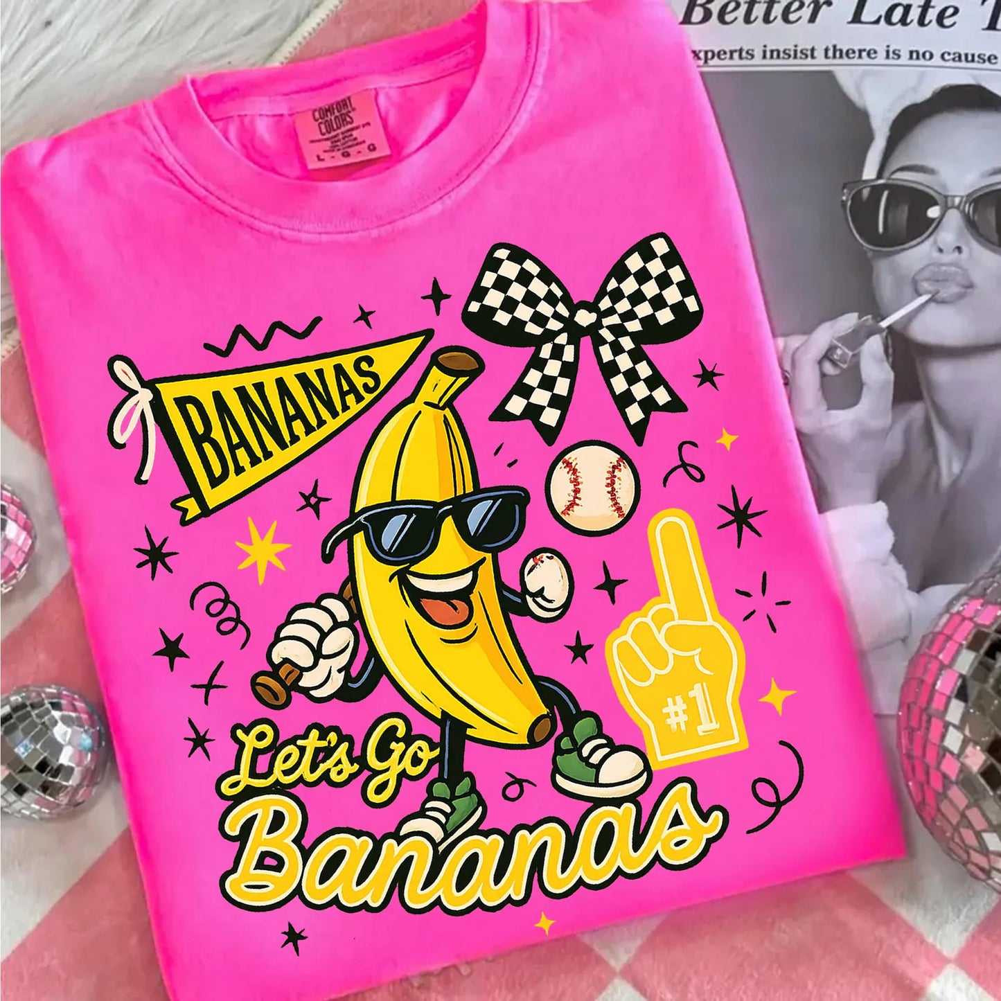 Lets Go Bananas with Checkered Bow