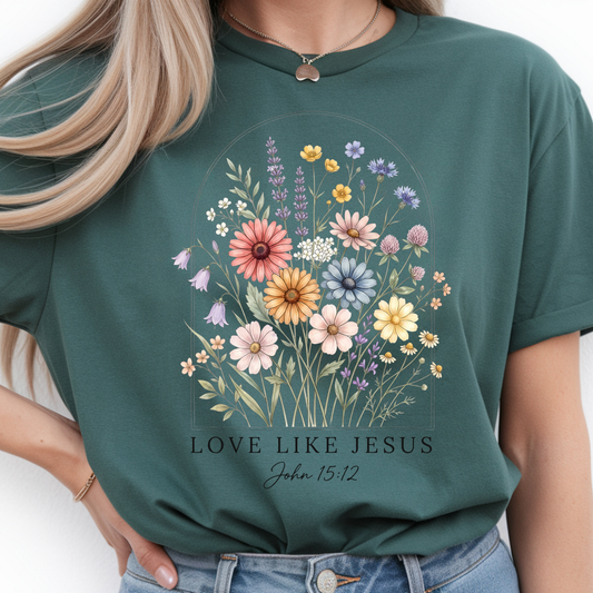 Love Life Jesus with Flowers