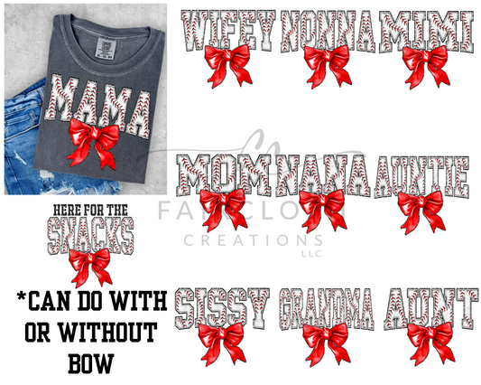 Baseball Names with Bow