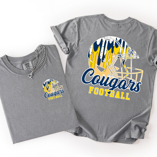 Navy and Gold Cougars Drip Football