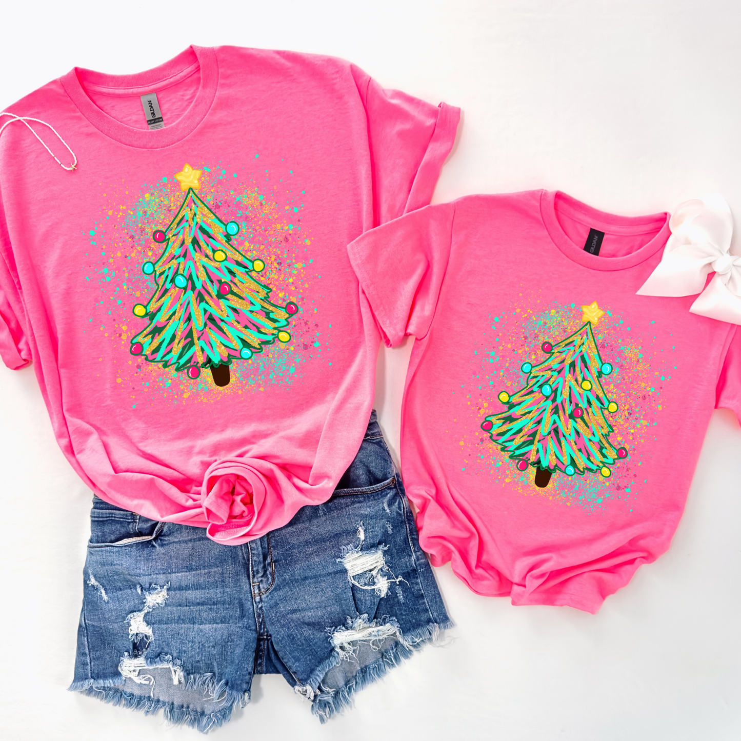 Neon Christmas Tree with Splatter